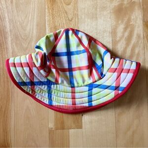 Hanna Andersson Red Plaid Colorful Quick Dry Reversible Summer Sunhat Medium